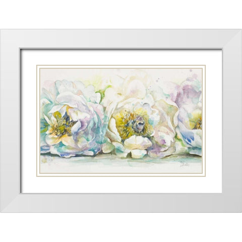 The Three Peonies White Modern Wood Framed Art Print with Double Matting by Pinto, Patricia