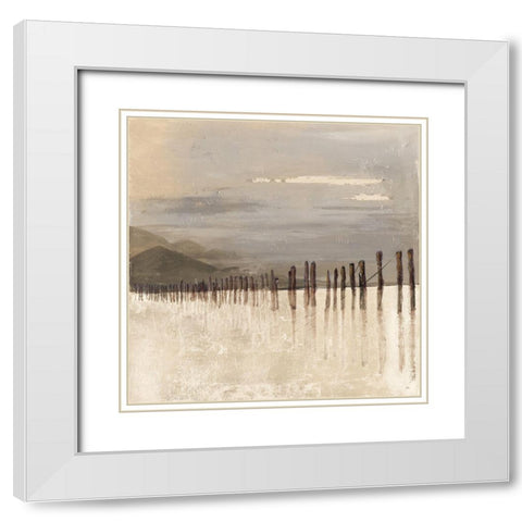 Hidden Pier (light gray) White Modern Wood Framed Art Print with Double Matting by Pinto, Patricia