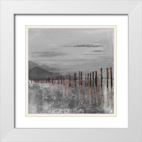 Hidden Pier (dark gray) White Modern Wood Framed Art Print with Double Matting by Pinto, Patricia
