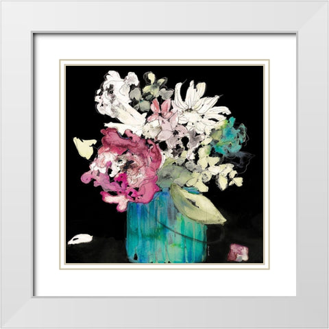 Flower Burst on Black II White Modern Wood Framed Art Print with Double Matting by Loreth, Lanie
