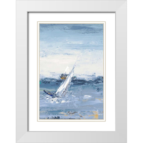 Blue Water Adventure II White Modern Wood Framed Art Print with Double Matting by Pinto, Patricia