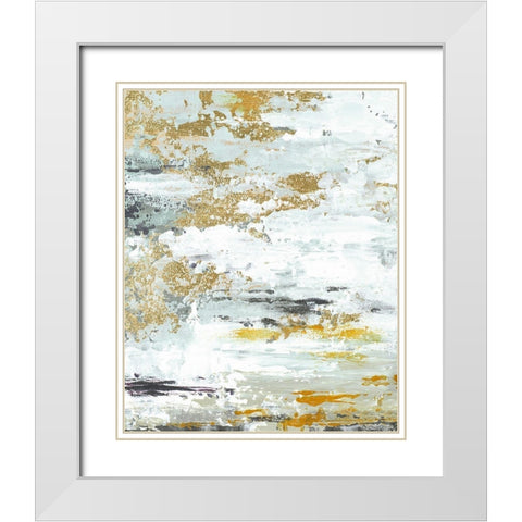 Gold Magic Vertical Abstract II White Modern Wood Framed Art Print with Double Matting by Pinto, Patricia