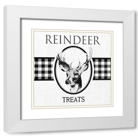 Reindeer Treats White Modern Wood Framed Art Print with Double Matting by Pinto, Patricia