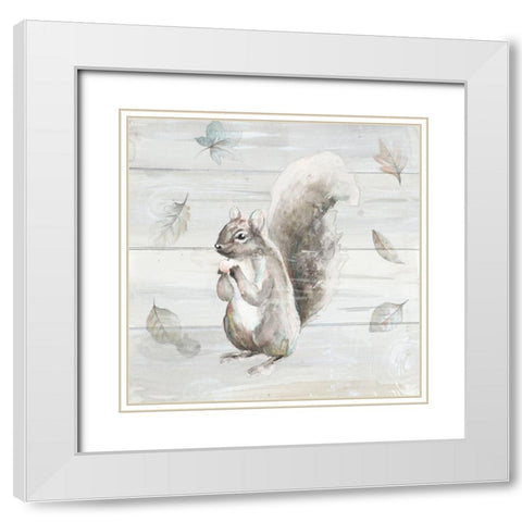 Neutral Squirrel White Modern Wood Framed Art Print with Double Matting by Pinto, Patricia