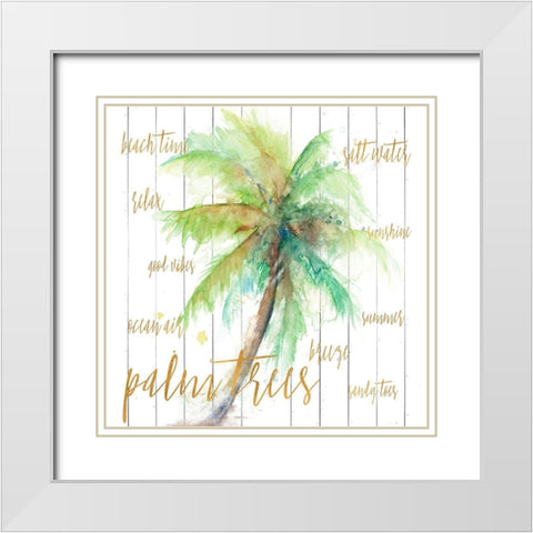 Vacation Palm White Modern Wood Framed Art Print with Double Matting by Pinto, Patricia