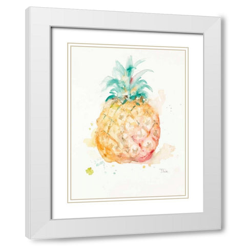 Water Pineapple White Modern Wood Framed Art Print with Double Matting by Pinto, Patricia