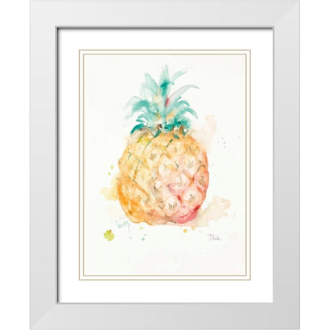 Water Pineapple White Modern Wood Framed Art Print with Double Matting by Pinto, Patricia