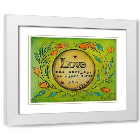 Love one Another White Modern Wood Framed Art Print with Double Matting by Kinnison, Carolyn