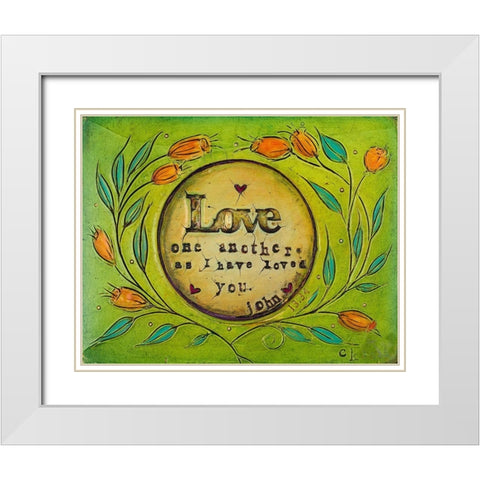 Love one Another White Modern Wood Framed Art Print with Double Matting by Kinnison, Carolyn