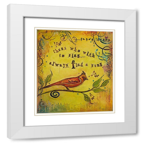 Wish to Sing White Modern Wood Framed Art Print with Double Matting by Kinnison, Carolyn