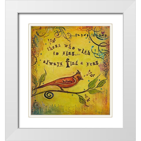 Wish to Sing White Modern Wood Framed Art Print with Double Matting by Kinnison, Carolyn