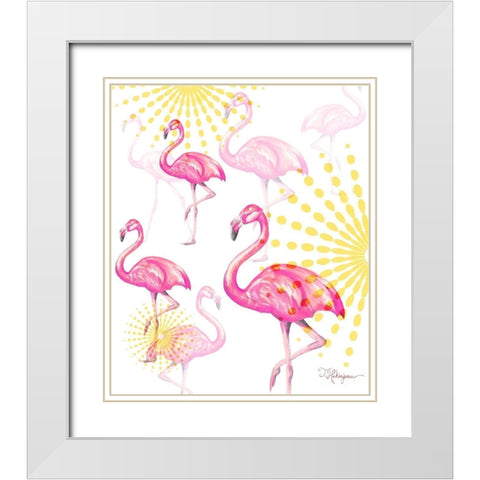 A Vision Of Flamingoes White Modern Wood Framed Art Print with Double Matting by Hakimipour, Tiffany
