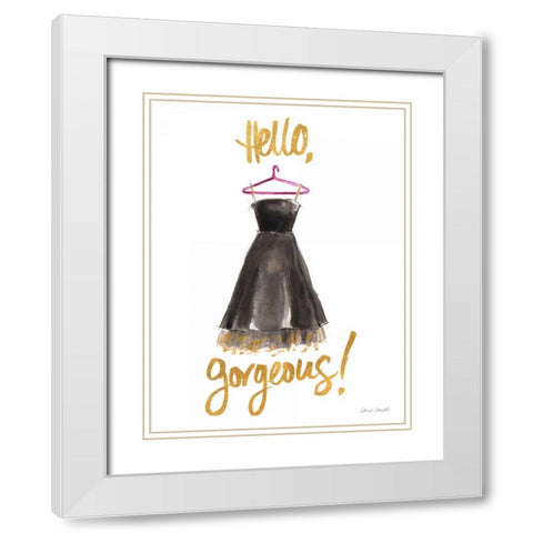 Hello Gorgeous Dress White Modern Wood Framed Art Print with Double Matting by Loreth, Lanie