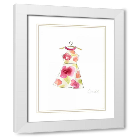 The Watercolor Dresses I White Modern Wood Framed Art Print with Double Matting by Loreth, Lanie