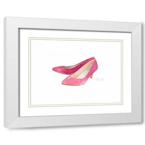 Watercolor Kitten Heels I White Modern Wood Framed Art Print with Double Matting by Loreth, Lanie