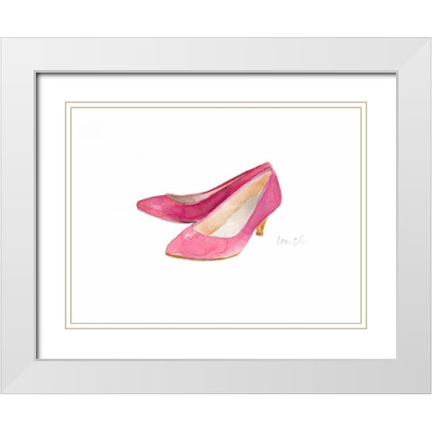 Watercolor Kitten Heels I White Modern Wood Framed Art Print with Double Matting by Loreth, Lanie