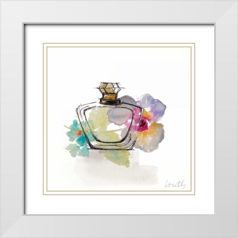 Crystal Watercolor Perfume  Square I White Modern Wood Framed Art Print with Double Matting by Loreth, Lanie