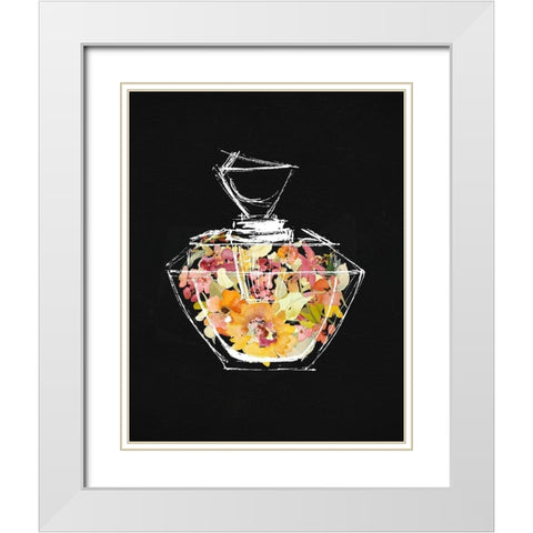 Crystal Watercolor Perfume on Black II White Modern Wood Framed Art Print with Double Matting by Loreth, Lanie