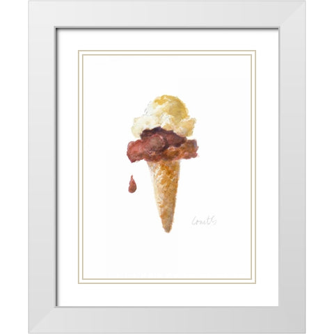 Watercolor Ice Cream Cone I White Modern Wood Framed Art Print with Double Matting by Loreth, Lanie