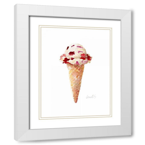 Watercolor Ice Cream Cone II White Modern Wood Framed Art Print with Double Matting by Loreth, Lanie