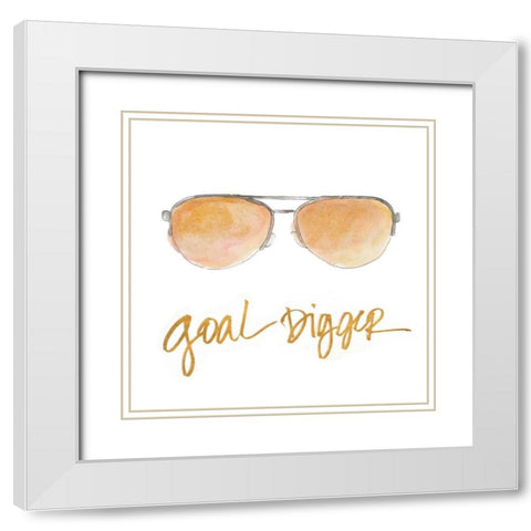 Inspired Sunglasses IV White Modern Wood Framed Art Print with Double Matting by Loreth, Lanie
