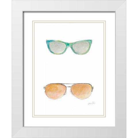 Water Color Sunglasses II White Modern Wood Framed Art Print with Double Matting by Loreth, Lanie