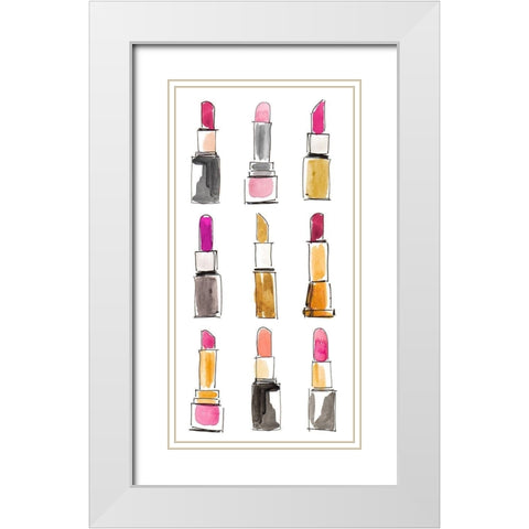 Lipsticks I White Modern Wood Framed Art Print with Double Matting by Loreth, Lanie