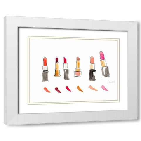 Water Color Make Up I White Modern Wood Framed Art Print with Double Matting by Loreth, Lanie