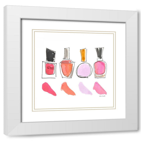 Beauty Products Square II White Modern Wood Framed Art Print with Double Matting by Loreth, Lanie
