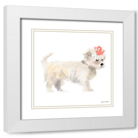 Girly Puppy White Modern Wood Framed Art Print with Double Matting by Loreth, Lanie