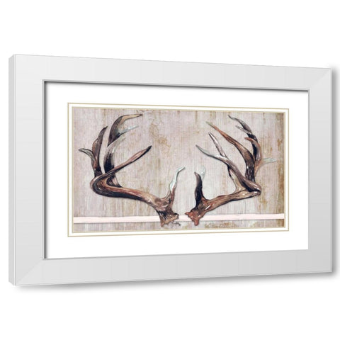 Trophy Antlers White Modern Wood Framed Art Print with Double Matting by Medley, Elizabeth