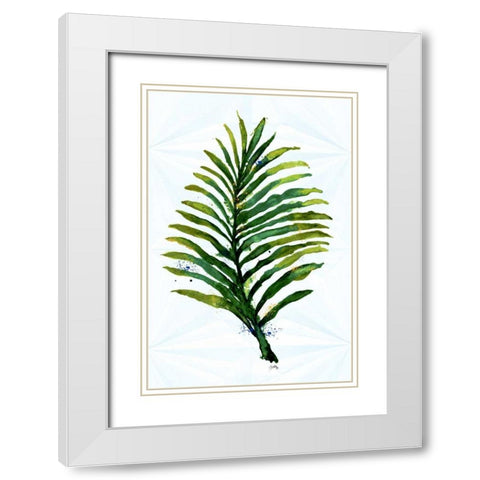 Green Leaf White Modern Wood Framed Art Print with Double Matting by Medley, Elizabeth