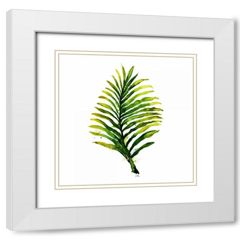 Green Leaves Square II White Modern Wood Framed Art Print with Double Matting by Medley, Elizabeth