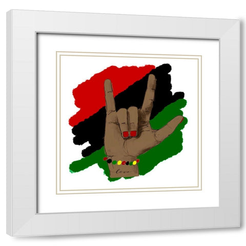 Love Hand Sign White Modern Wood Framed Art Print with Double Matting by Loreth, Lanie