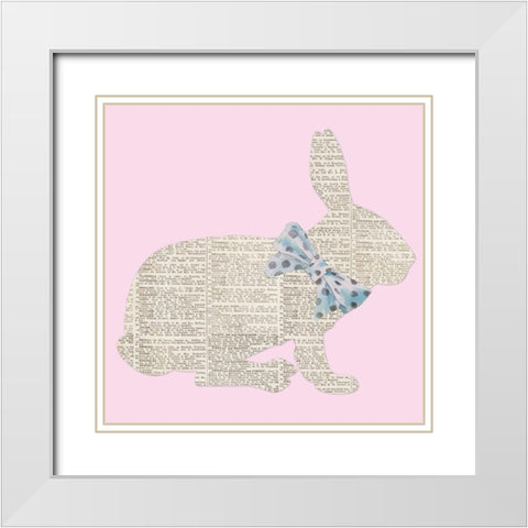 Easter Bunny Silhouette with Bow White Modern Wood Framed Art Print with Double Matting by Loreth, Lanie