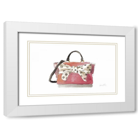 Watercolor Bow Satchel I White Modern Wood Framed Art Print with Double Matting by Loreth, Lanie
