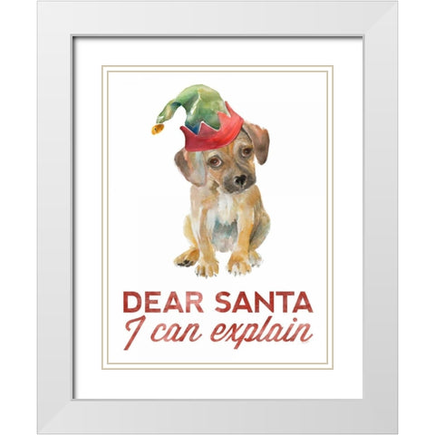 Christmas Retriever Puppy I White Modern Wood Framed Art Print with Double Matting by Loreth, Lanie