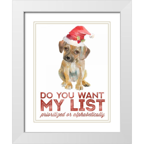 Christmas Retriever Puppy II White Modern Wood Framed Art Print with Double Matting by Loreth, Lanie