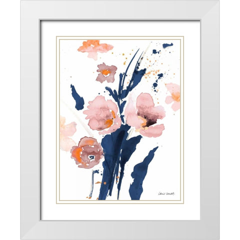 Watercolor Pink Poppies I White Modern Wood Framed Art Print with Double Matting by Loreth, Lanie