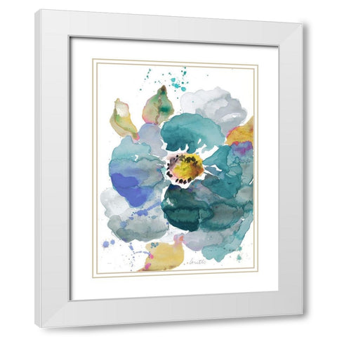 Watercolor Modern Blue Poppy White Modern Wood Framed Art Print with Double Matting by Loreth, Lanie