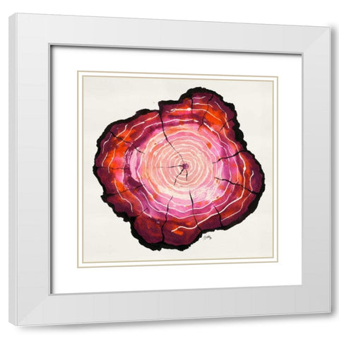 Colored Tree Trunk II White Modern Wood Framed Art Print with Double Matting by Medley, Elizabeth