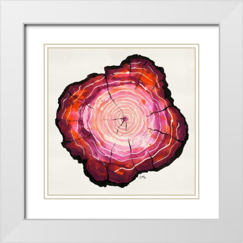 Colored Tree Trunk II White Modern Wood Framed Art Print with Double Matting by Medley, Elizabeth