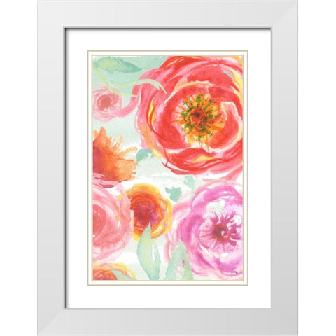 Colorful Roses I White Modern Wood Framed Art Print with Double Matting by Medley, Elizabeth