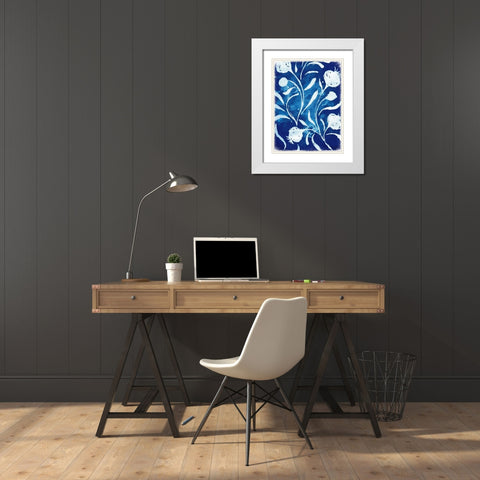 Azure Flora II White Modern Wood Framed Art Print with Double Matting by Medley, Elizabeth