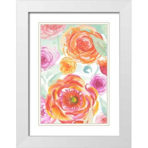 Colorful Roses II White Modern Wood Framed Art Print with Double Matting by Medley, Elizabeth