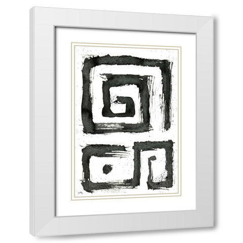 Tribal Swirls III White Modern Wood Framed Art Print with Double Matting by Medley, Elizabeth