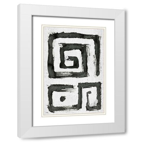 Tribal Swirls I White Modern Wood Framed Art Print with Double Matting by Medley, Elizabeth