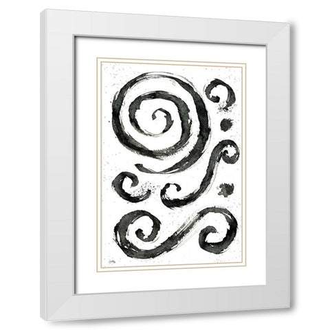 Tribal Swirls IV White Modern Wood Framed Art Print with Double Matting by Medley, Elizabeth