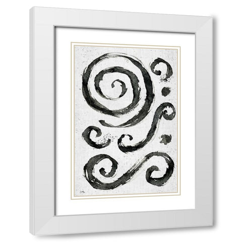 Tribal Swirls II White Modern Wood Framed Art Print with Double Matting by Medley, Elizabeth