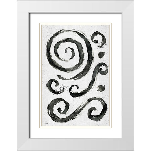 Tribal Swirls II White Modern Wood Framed Art Print with Double Matting by Medley, Elizabeth